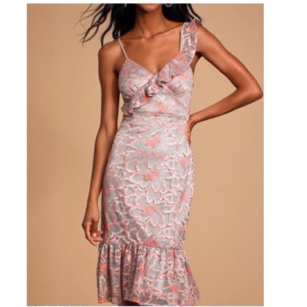 Lulus Fleur Allured Lace Midi Dress